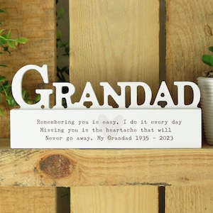 Personalised Free Text Heart Wooden Grandad Ornament | Personalised Keepsake Gift image 1