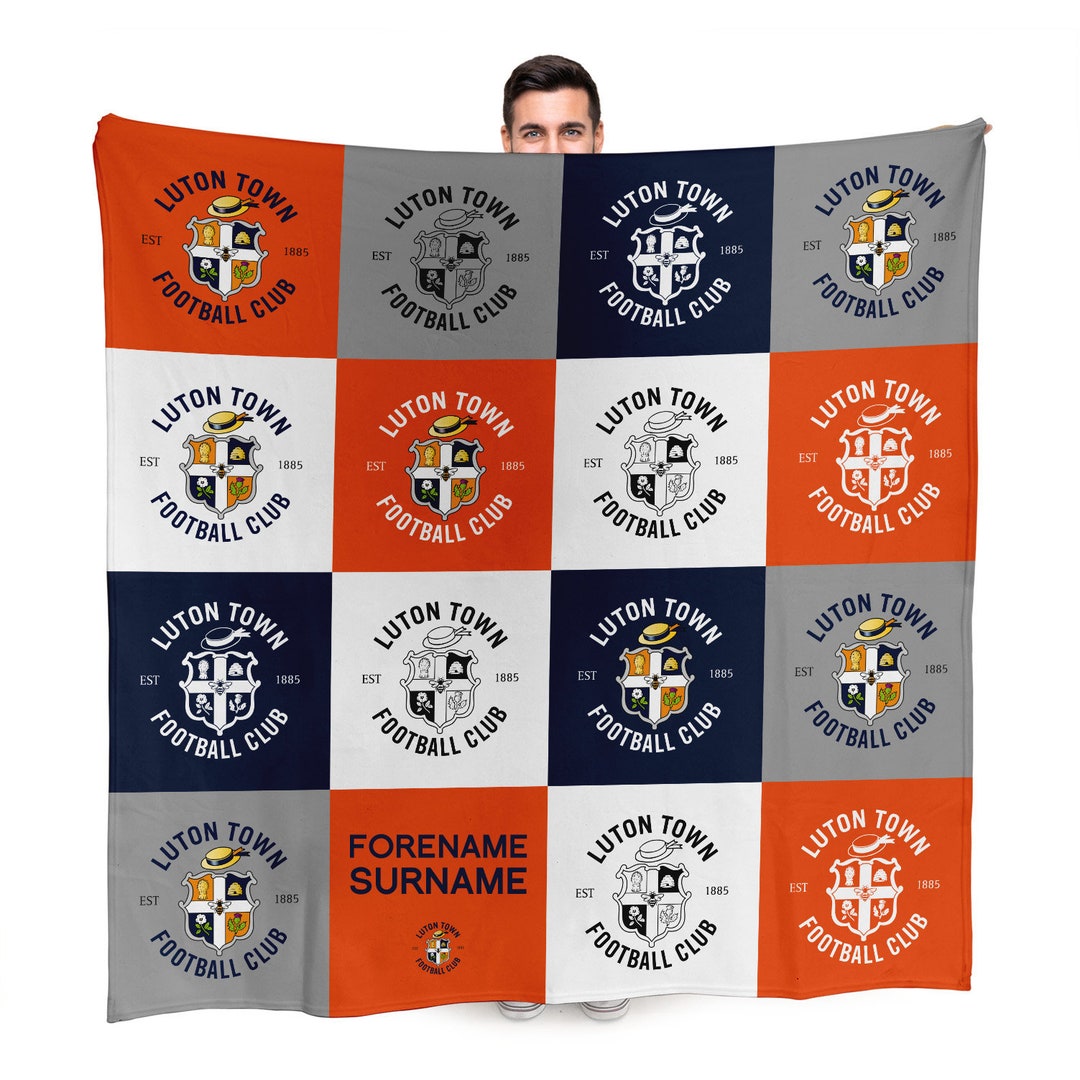 Personalised Luton Town Chequered Fleece Blanket Official Etsy