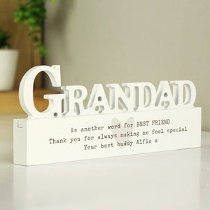Personalised Free Text Heart Wooden Grandad Ornament | Personalised Keepsake Gift image 3