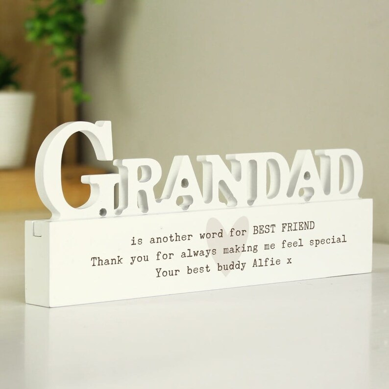 Personalised Free Text Heart Wooden Grandad Ornament | Personalised Keepsake Gift image 3