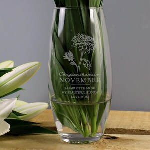 Personalised November Birth Flower Bullet Vase | Flower Gift image 4