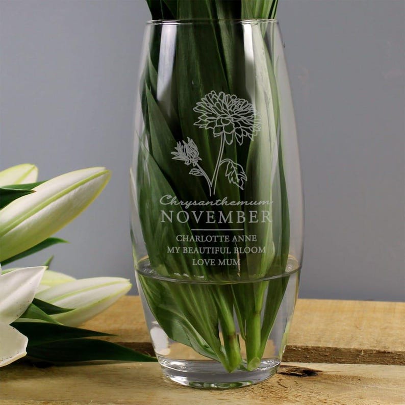 Personalised November Birth Flower Bullet Vase | Flower Gift image 4