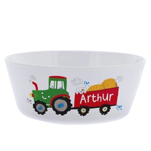 Personalised Tractor Plastic Bowl | Children's Meal Time Gift image 2