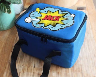 Personalised Superhero Blue Lunch Bag | Back to School Gift