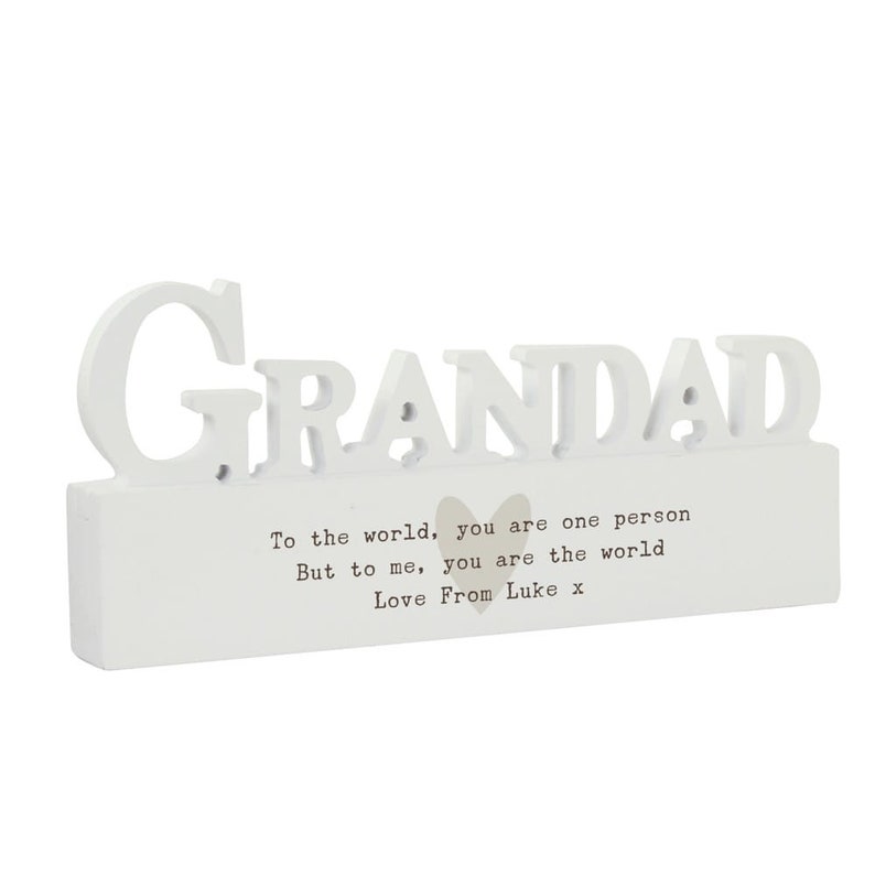 Personalised Free Text Heart Wooden Grandad Ornament | Personalised Keepsake Gift image 4
