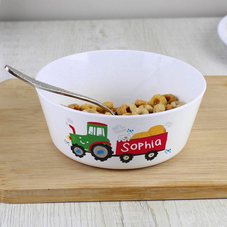 Personalised Tractor Plastic Bowl | Children's Meal Time Gift image 5