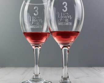 Personalised Years As... Wine Glass Set | Perfect Anniversary Gift