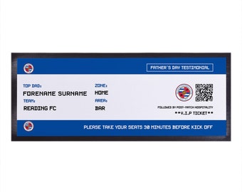 Personalised Reading Ticket Bar Runner  - Officially Licensed Merchandise