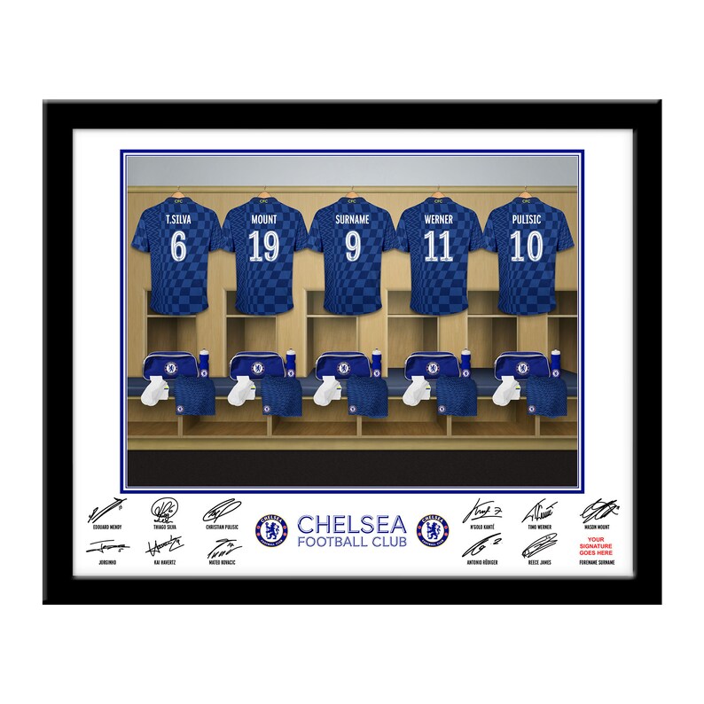 Personalised Chelsea Fc Dressing Room Framed Print Official Etsy