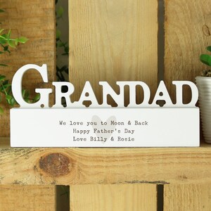Personalised Free Text Heart Wooden Grandad Ornament | Personalised Keepsake Gift image 2