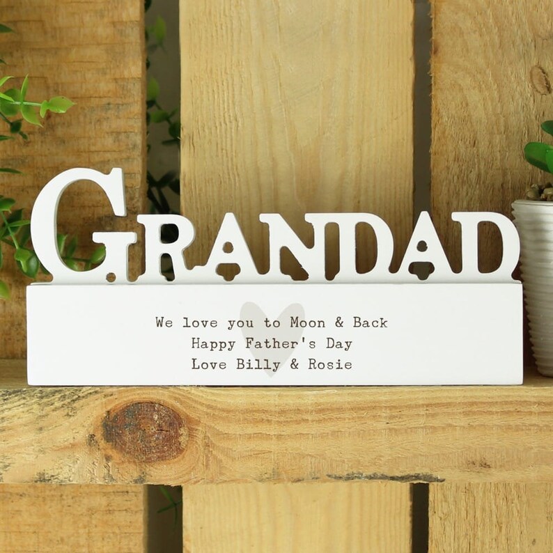 Personalised Free Text Heart Wooden Grandad Ornament | Personalised Keepsake Gift image 2