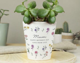 Personalised Wild Flowers Plant Pot | Custom Plant Gift