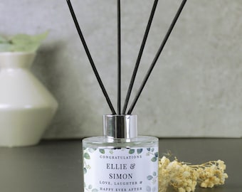 Personalised Botanical Free Text Reed Diffuser | Wedding Home Decor Gift