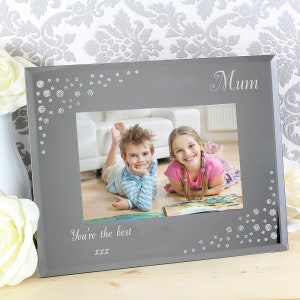 Personalised Any Message 6x4 Landscape Diamante Glass Photo Frame | Best Personalised Photo Frame Bild 3