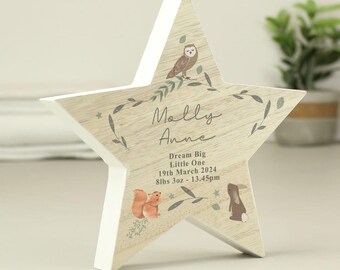 Personalised Woodland Animal Star Ornament | Baby Keepsake Gift