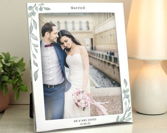 Personalised Botanical 10x8 Silver Photo Frame