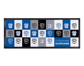 Personalised Cardiff City Chequered Bar Runner  - Officially Licensed Merchandise