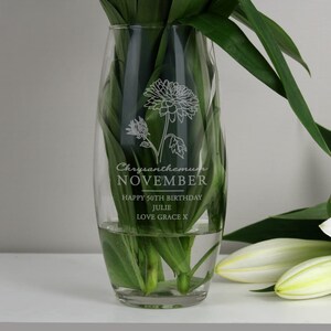 Personalised November Birth Flower Bullet Vase | Flower Gift image 10