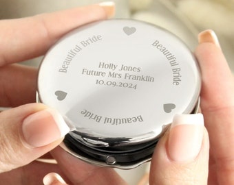 Personalised Beautiful Bride Compact Mirror | Bridal Keepsake Gift