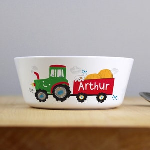 Personalised Tractor Plastic Bowl | Children's Meal Time Gift image 3