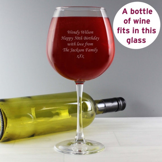 Personalised Bottle of Wine Glass | Whole Bottle of Wine Glass! - Etsy