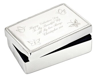 Personalised Butterfly Rectangular Jewellery Box | Beautiful Gift For Her