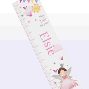 Personalised Fairy Princess Height Chart | Children&#39;s Room Decor Gift