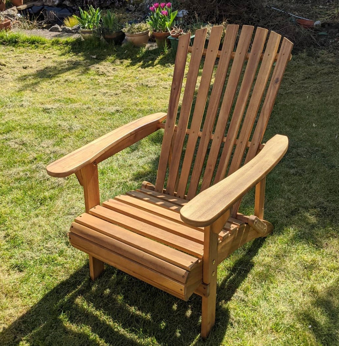 Adirondack Chair Solid Wooden Garden Outdoor Durable Patio Lounger 