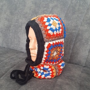 Crochet Balaclava, Unisex Balaclava, Mother's Day Gift, Christmas Gift, Granny Square Colorful Balaclava, Women Balaclava, Winter Warm