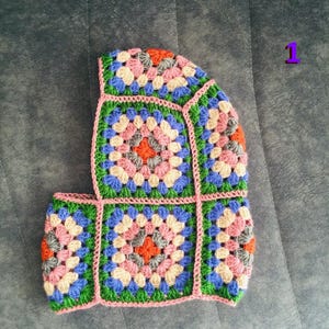 Crochet Balaclava, Unisex Balaclava, Mother's Day Gift, Christmas Gift, Granny Square Colorful Balaclava, Women Balaclava, Winter Warm