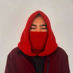 Wool Knitted Balaclava Hat, Full Face Cover, Very Soft and Warm Ski Mask, Chunky Wool Hood, Winter Full Mask For Both Genders, Family Gift