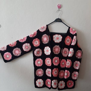 Handmade Crochet Granny Square Cardigan: Oversized Afghan Coat