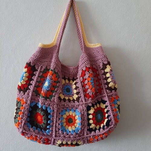 Crochet Bag Crochet Granny Square Bag Boho Bag Vintage - Etsy
