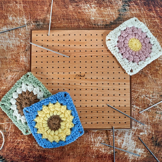 2 Pcs Bamboo Wooden Blocking Board for Crocheting and Crochet Projects  Handcrafted Granny Squares Blocking Board Mat with 40 Pcs 4 Inches  Stainless