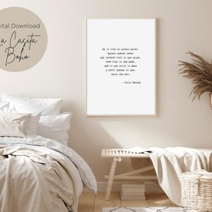 Pablo Neruda Quote, De La Vida No Quiero Mucho, Latina Quote, Latina Wall Art, Wall Décor, Spanish Quotes, Minimalist, Latina, Digital Print