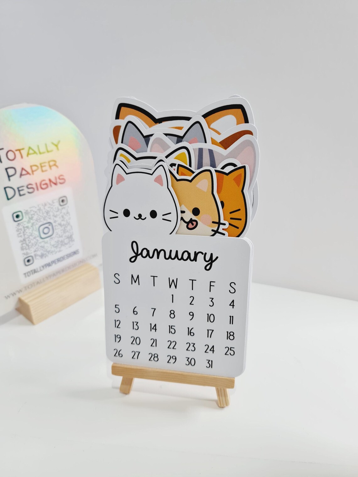 Kawaii Cats Calendar Cat Lovers Desk Calendar Mini Calendar With a