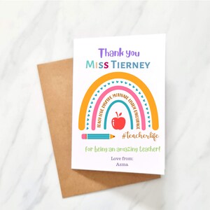 Insegnante personalizzato Grazie Card-Apprezzamento scuola -Pre-School_End dell'anno Insegnante-Asilo nido Biglietto di auguri-Assistente didattico