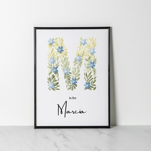 Personalisierter schöner Blumenname Initialdruck | Kinderzimmer Geschenk| Baby Schlafzimmer | Maßgeschneiderte Kunst | Blumen Buchstabe Kunst| Neue Baby Kunst | Home Drucke