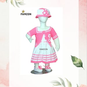 Handmade Crochet Wool dress( 5 pcs dress,cardigan,hat,booties)baby girl party dress,girl birthday dress,sizes 3-6-9-12 Mnths