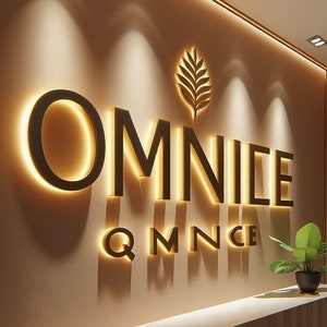 Letrero de letra de canal de acero inoxidable retroiluminado en 3D, letrero comercial con halo de oro personalizado, letrero retroiluminado para escaparate al aire libre, logotipo iluminado en oro en 3D
