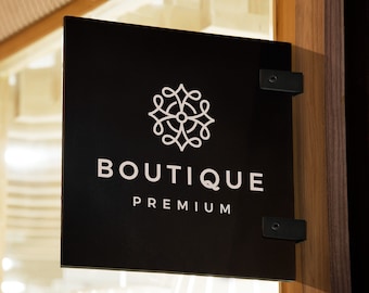 Custom Logo Blade Sign: Minimalist Acrylic or Metal Storefront Sign