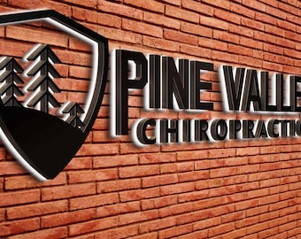 3D Backlit Black sign, Custom Gold Halolit Business Sign, Outdoor Storefront Backlit Sign, 3D Black Illuminated Logo