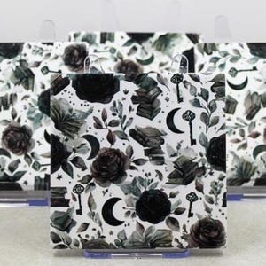 Black Gothic Roses Ceramic Drink Coasters Set Of 4 With Cork Backing | Home Decor | Drinkware | Barware | Coasters | Ceramic Tiles