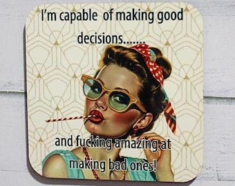 Funny Refrigerator Magnet: Bad Decisions, Adult Humor