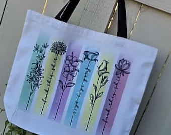 Funny Floral Canvas Tote Bag, Sarcastic Tote Bag, Funny Quote Shopping Bag, Swear Word Gift, Cute Flower Tote, Best Friend Gift for Her