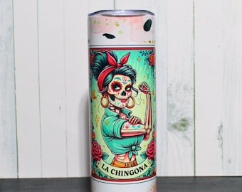 La Chingona 20oz Skinny Tumbler: Stainless Steel Travel Mug