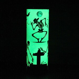 Glow In The Dark Skeleton Tumbler: Dancing Skeletons, Stainless Steel Travel Mug