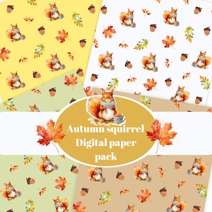 Pacchetto di carta scoiattolo autunnale, carte da parati autunnali, sfondi autunnali, carte digitali autunnali, sfondi digitali, sfondi autunnali, pagine autunnali,