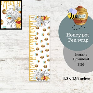 Winnie the pooh pen wrap, Ink joy, PNG, Dripping honey, Honey pot, Pooh design, Bumblebees, Instant download, Sublimation, Printable vinyl,