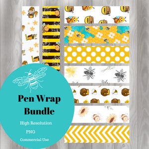 Bumblebee pen wraps PNG, Bee pen wrap sublimation design, Bee pen wrap template, Instant download,